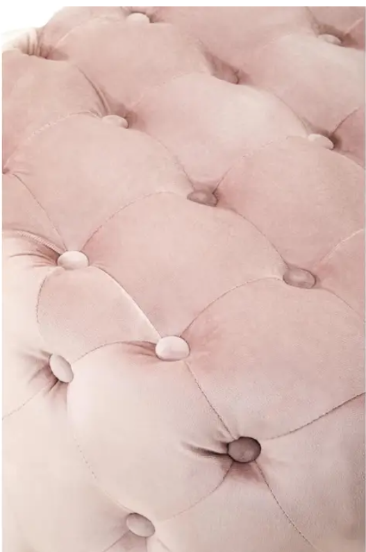 Loretta Dusky Pink Velvet Stool with Matte Gold Finish - Image 4