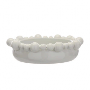 Pure White Bowl with bobble design 35cm x 11cm